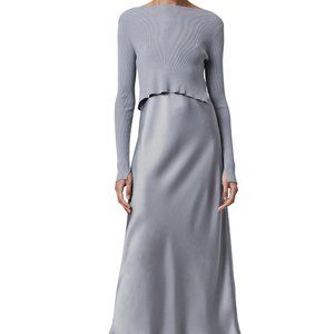 Brand New All Saints Hera Dress in Steel Gray S